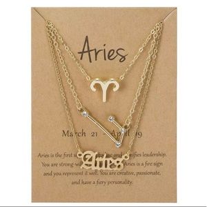 3 pcs Aries Zodiac Minimalist layered necklace